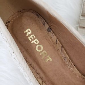Report Shoes - Report White Eyelet Peep Toe Cork Wedges Report Shoes - Report White Eyelet Peep Toe Cork Wedges